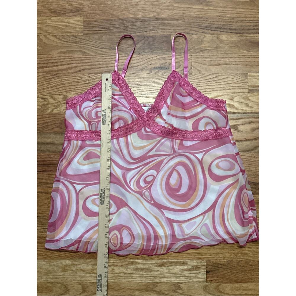 E.K. Designs Y2K Funky Swirl Pink Lace Trim Camisole Tank Top Sz XL - Picture 5 of 6